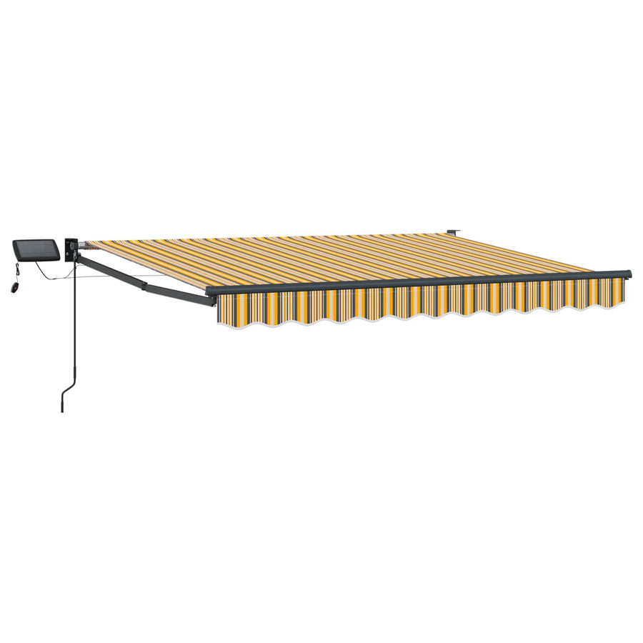 Handbediende luifel met LED's Geel en Grijs 3,5 x 2,5 m