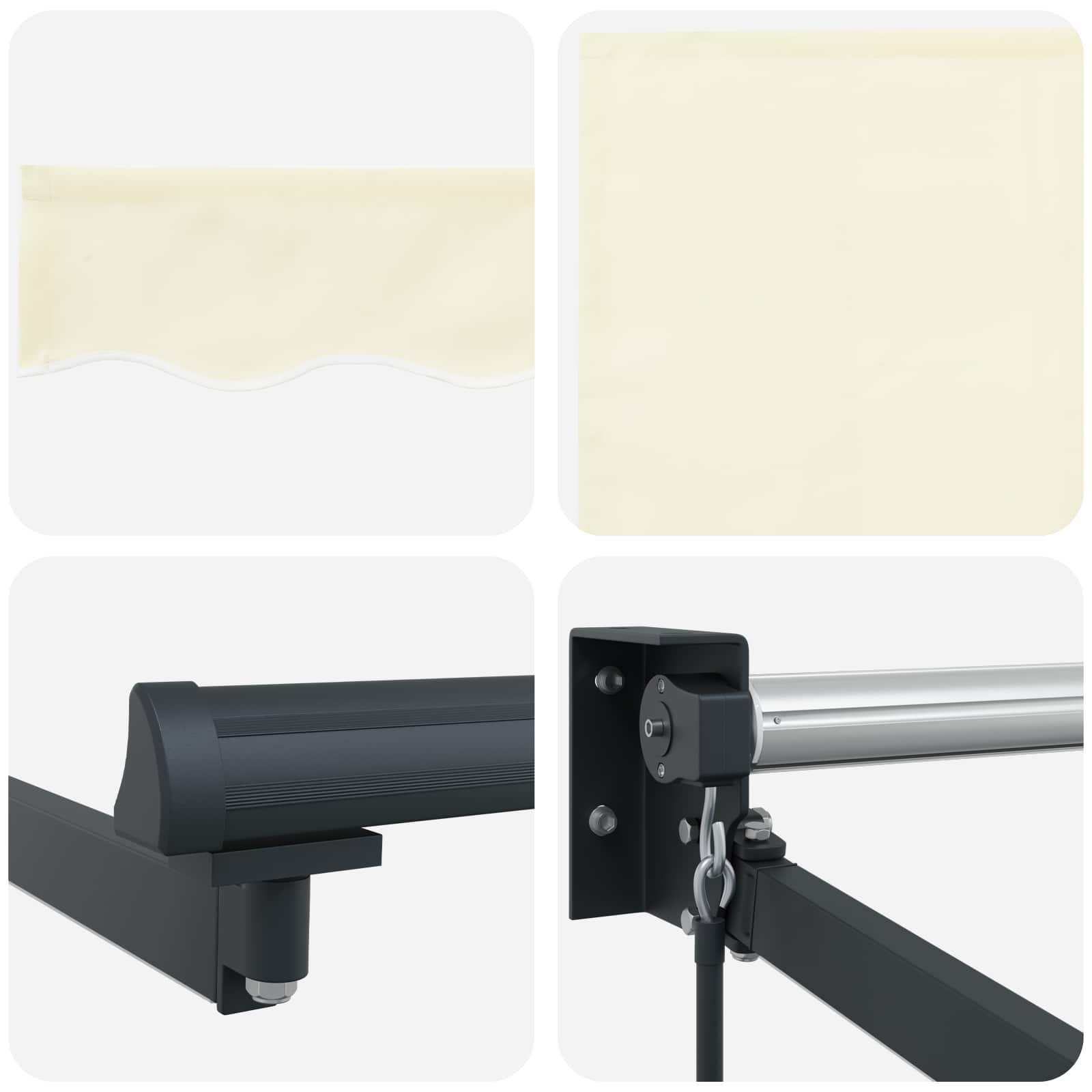 Handbediende luifel met LED's Crème 4 × 3 m