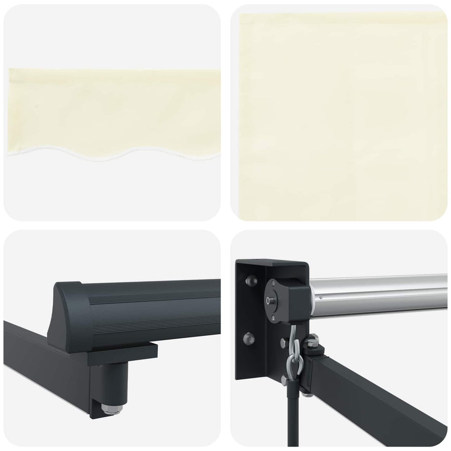 Handbediende luifel met LED's Crème 4 × 3 m