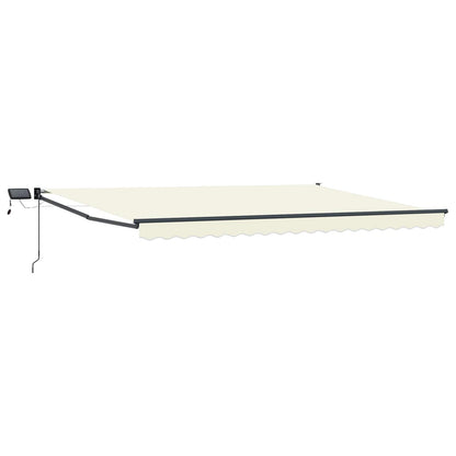 Handbediende luifel met LED's Crème 4 × 3 m