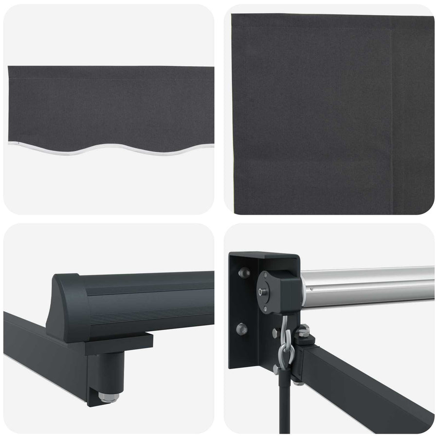 Handbediende luifel met LED's Antraciet 4 × 3 m