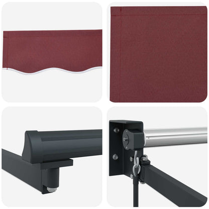 Handbediende luifel met LED's Bordeaux Rood 4 × 3 m