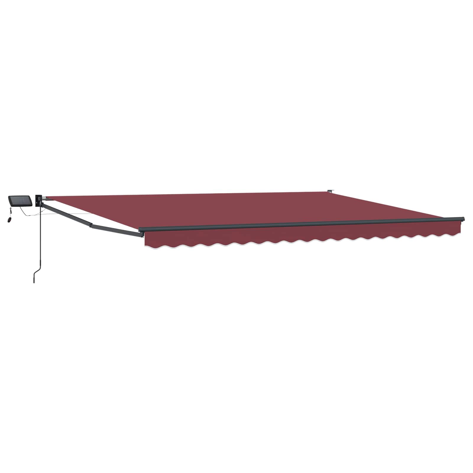 Handbediende luifel met LED's Bordeaux Rood 4 × 3 m
