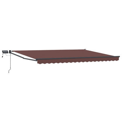 Handbediende luifel met LED's Bruin 4 × 3 m