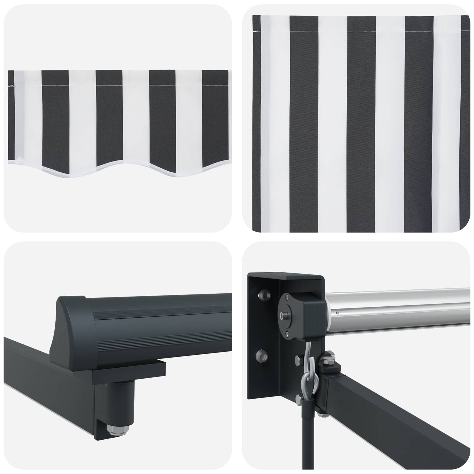 Handbediende luifel met LED's Antraciet en Wit 4 × 3 m