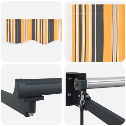 Handbediende luifel met LED's Geel en Grijs 4 × 3 m