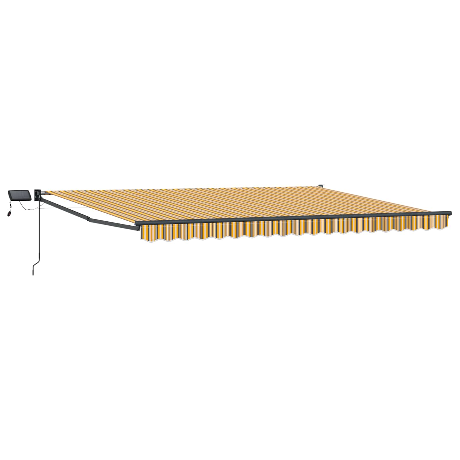 Handbediende luifel met LED's Geel en Grijs 4 × 3 m