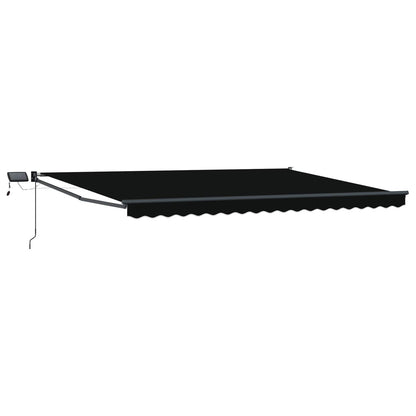 Handbediende luifel met LED's Zwart 4 × 3 m