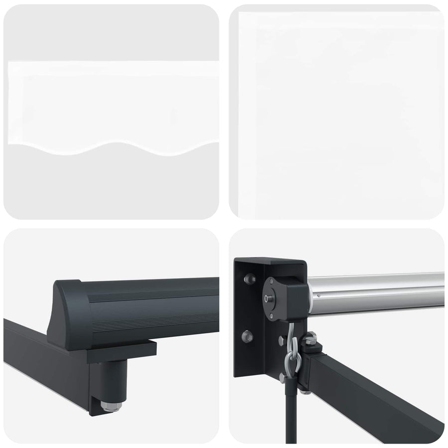 Handbediende luifel met LED's Wit 4 × 3 m