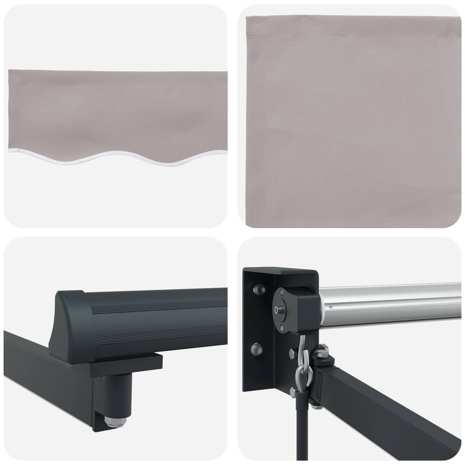 Handbediende luifel met LED's Lichtgrijs 4 × 3 m