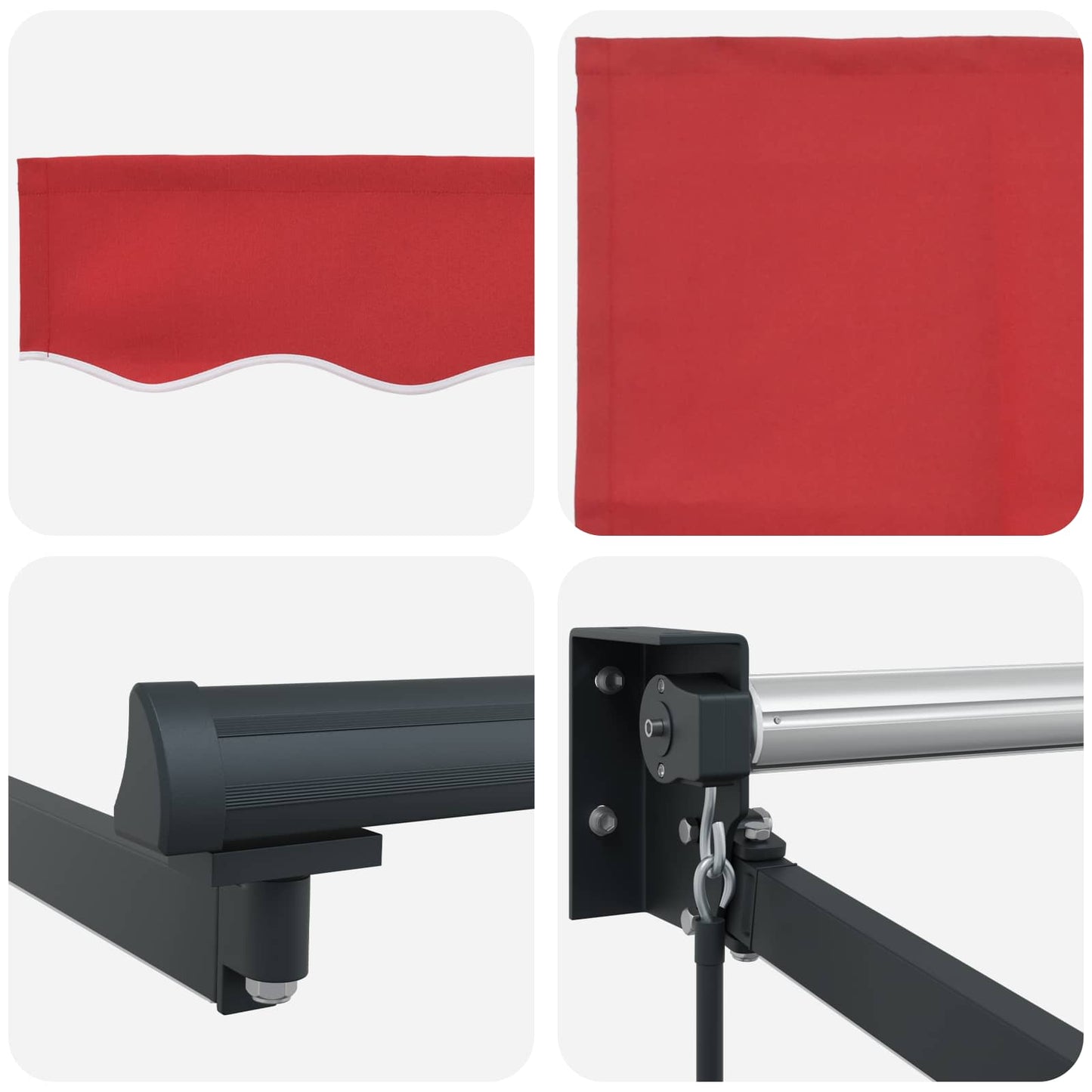 Handbediende luifel met LED's Rood 4 × 3 m