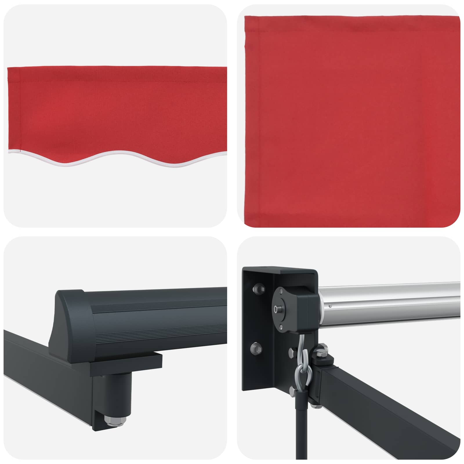Handbediende luifel met LED's Rood 4 × 3 m