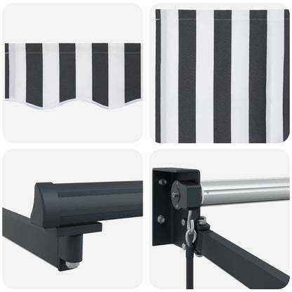 Handbediende luifel met LED's Antraciet en Wit 4,5 × 3 m