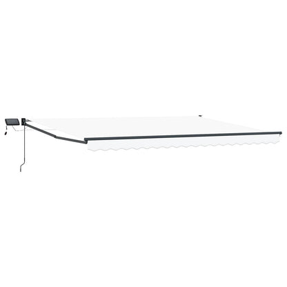 Handbediende luifel met LED's Wit 4,5 × 3 m