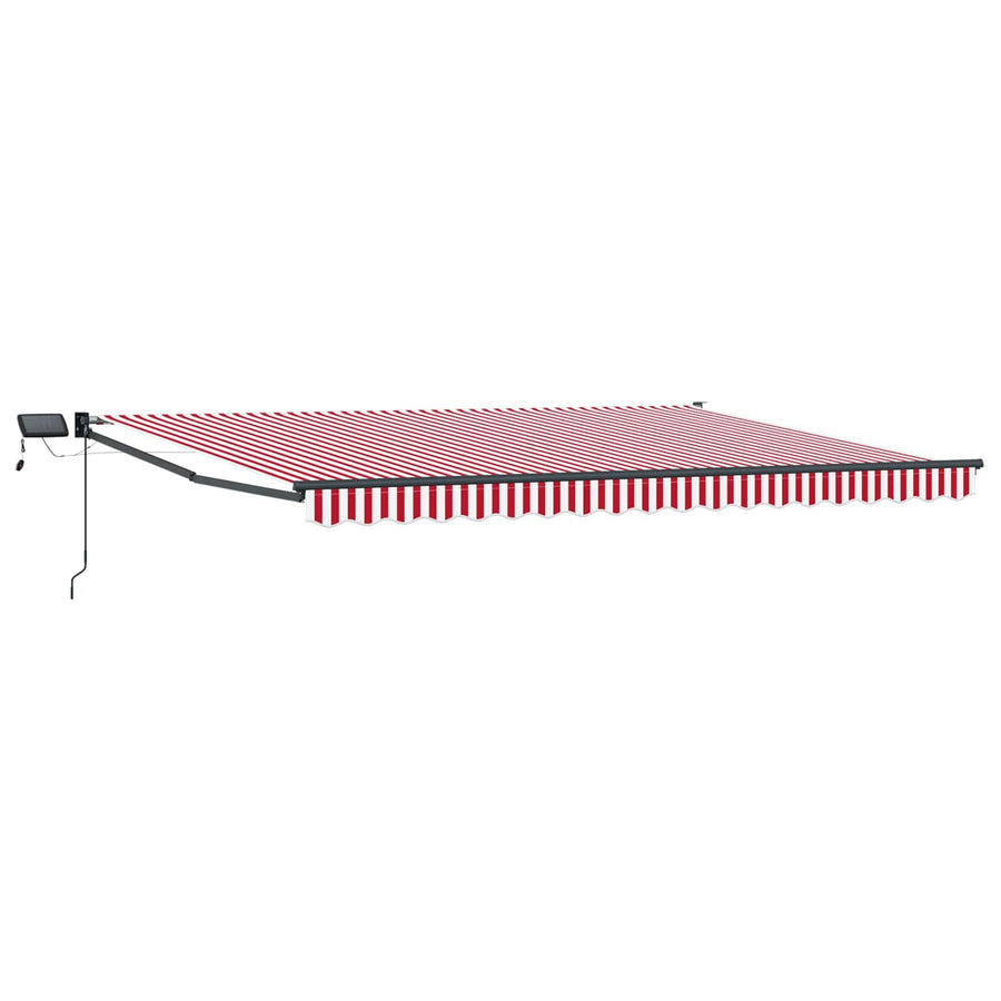 Handbediende luifel met LED's Rood en Wit 5 x 3 m