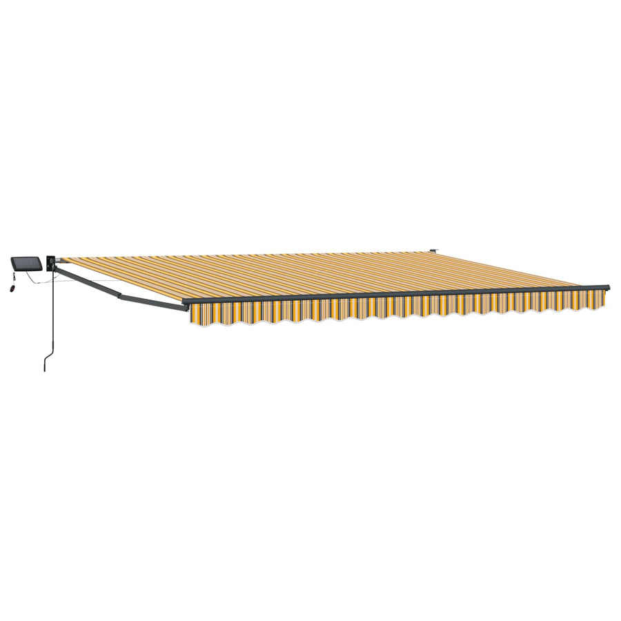 Handbediende luifel met LED's Geel en Grijs 5 x 3 m