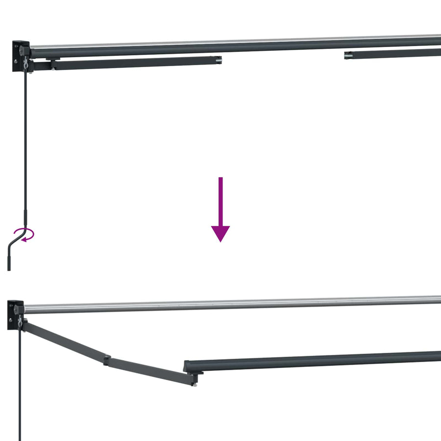 Handbediende luifel met LED's Geel en Grijs 5 x 3 m
