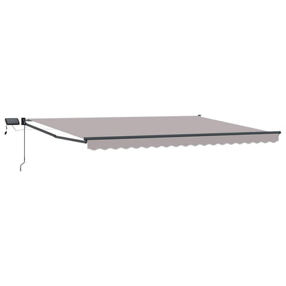 Handbediende luifel met LED's Lichtgrijs 5 x 3 m