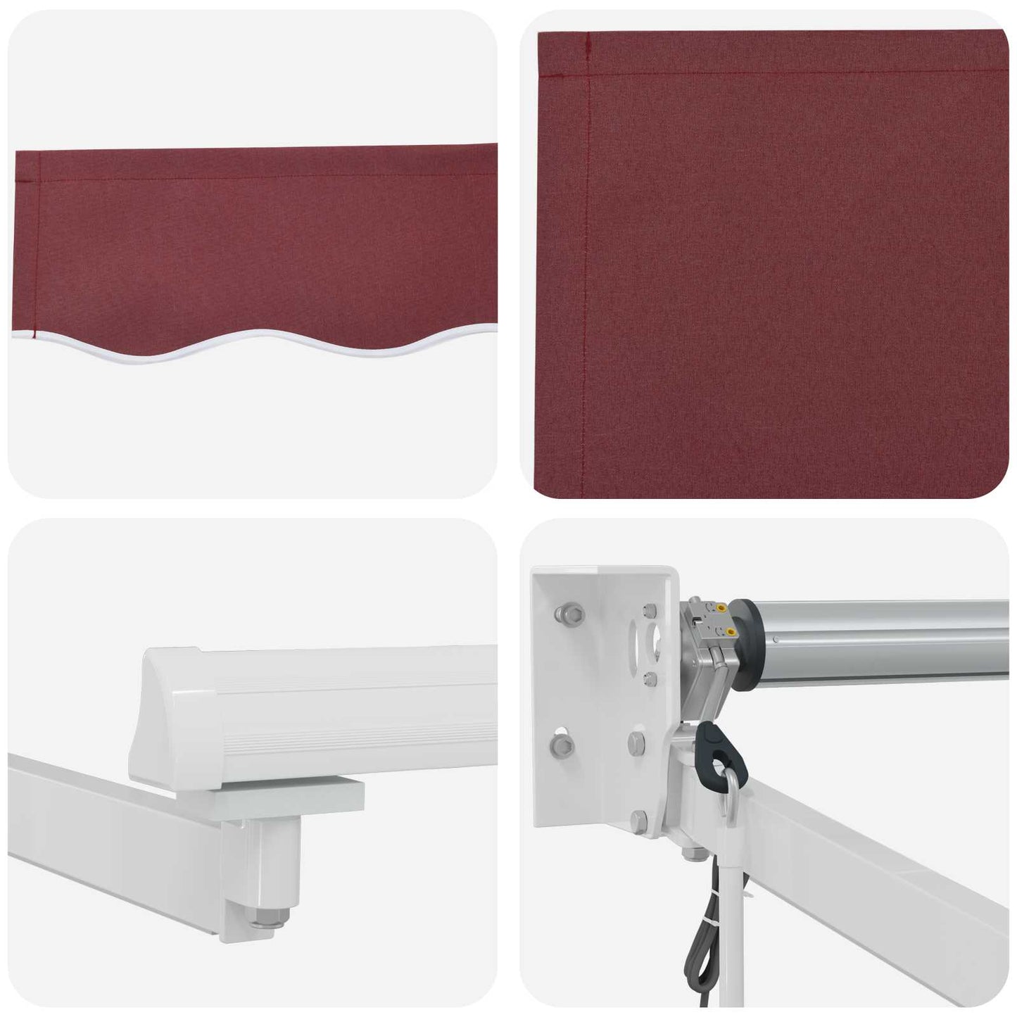 Elektrisch zonnescherm met Bordeaux Rood 4 x 2 m Aluminium