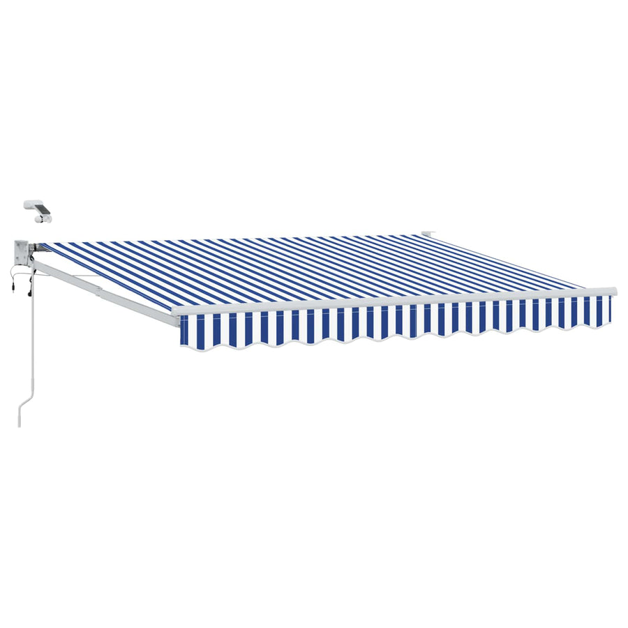 Elektrisch zonnescherm met Blauw en Wit 3 x 2,5 m Aluminium