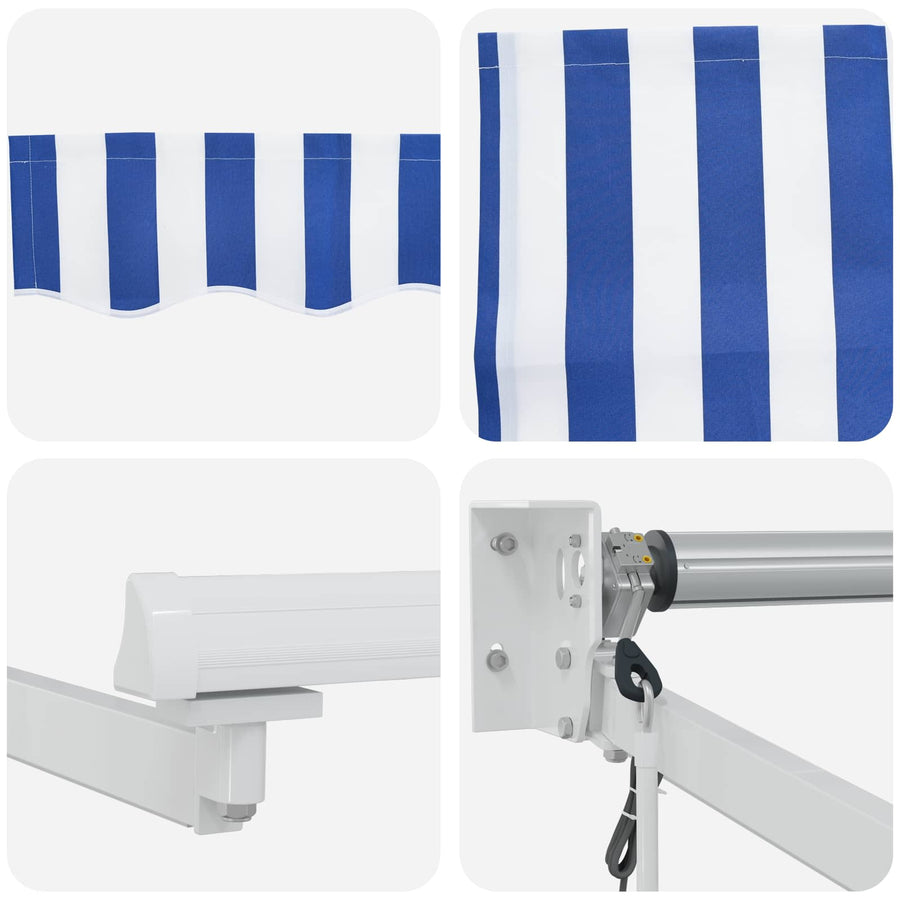Elektrisch Uittrekbaar Zonnescherm Blauw en Wit 3,5 x 2,5 m