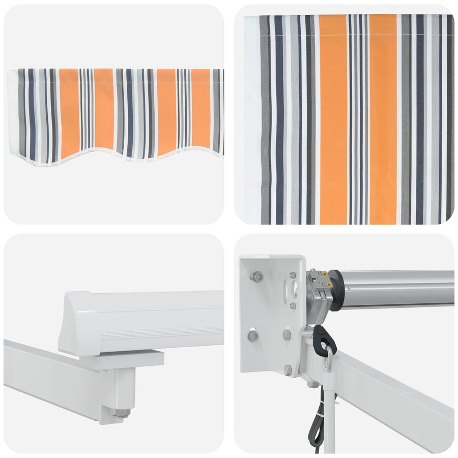 Elektrisch zonnescherm met Blauw en Oranje 4 × 3 m Aluminium