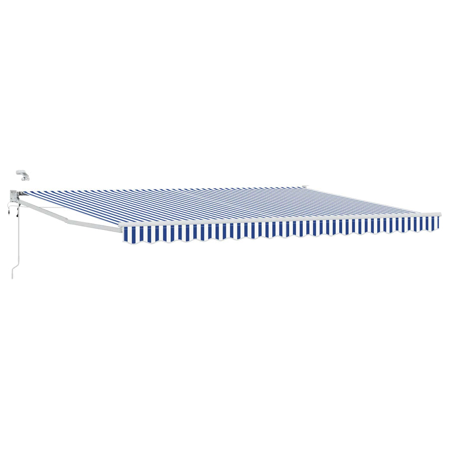 Elektrisch zonnescherm met Blauw en Wit 4,5 × 3 m Aluminium