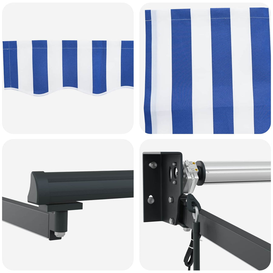 Elektrisch zonnescherm met Blauw en Wit 3,5 x 2,5 m Aluminium