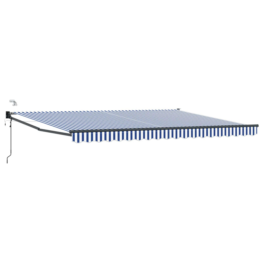 Elektrisch zonnescherm met Blauw en Wit 4 × 3 m Aluminium