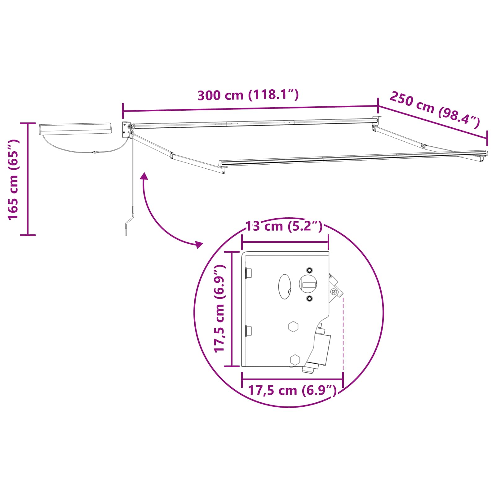 Elektrisch zonnescherm Bruin Aluminium