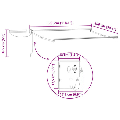Elektrisch zonnescherm Rood 3 x 2,5 m Aluminium