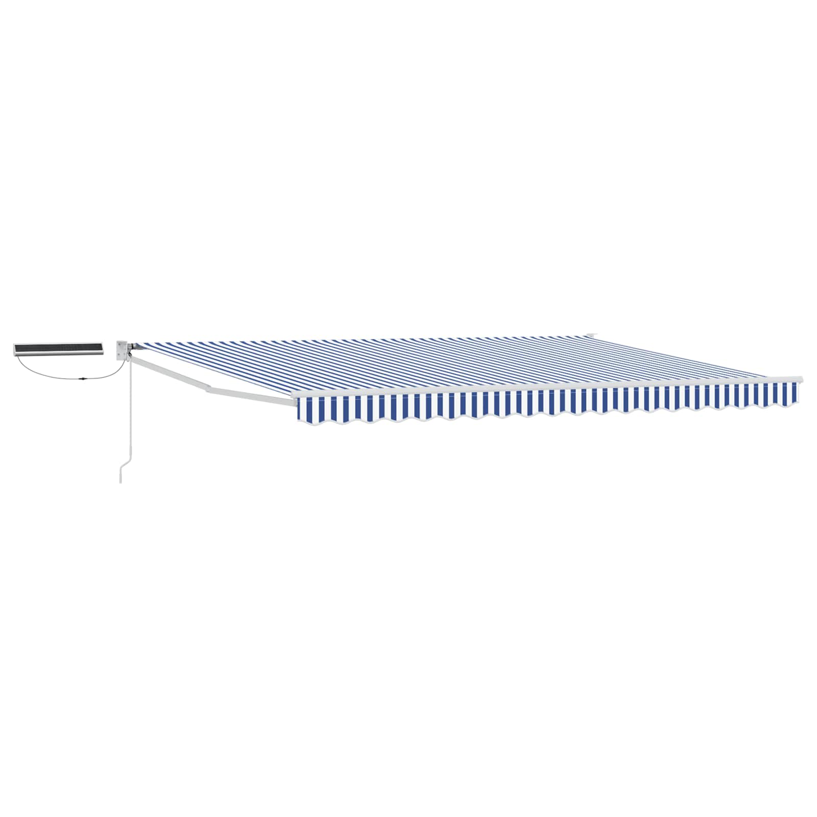 Elektrisch zonnescherm Blauw en Wit 5 x 3 m Aluminium