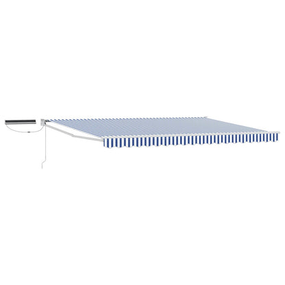 Elektrisch zonnescherm Blauw en Wit 5 x 3 m Aluminium