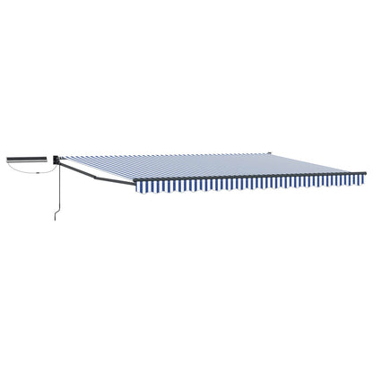 Elektrisch Uittrekbaar Zonnescherm Blauw en Wit 4 × 3 m