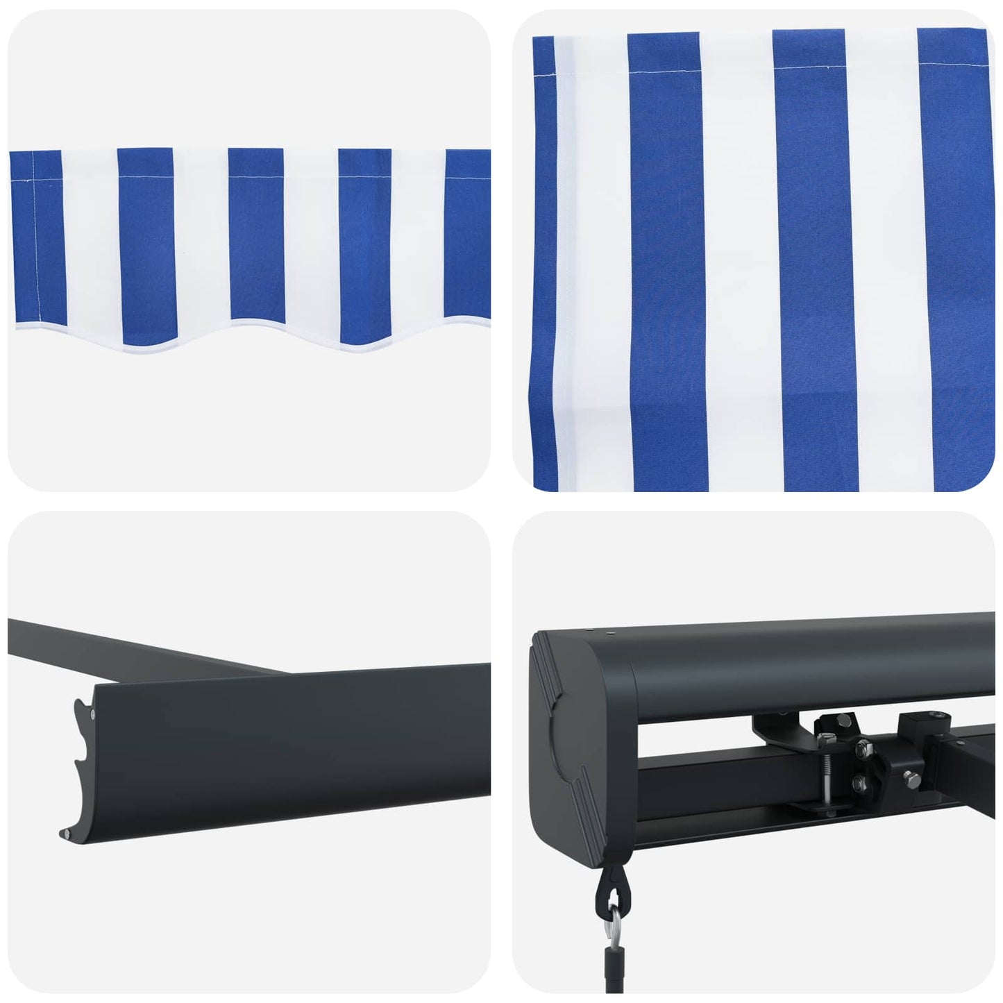 Inklapbaar Zonnescherm Blauw en Wit 400 × 300 cm