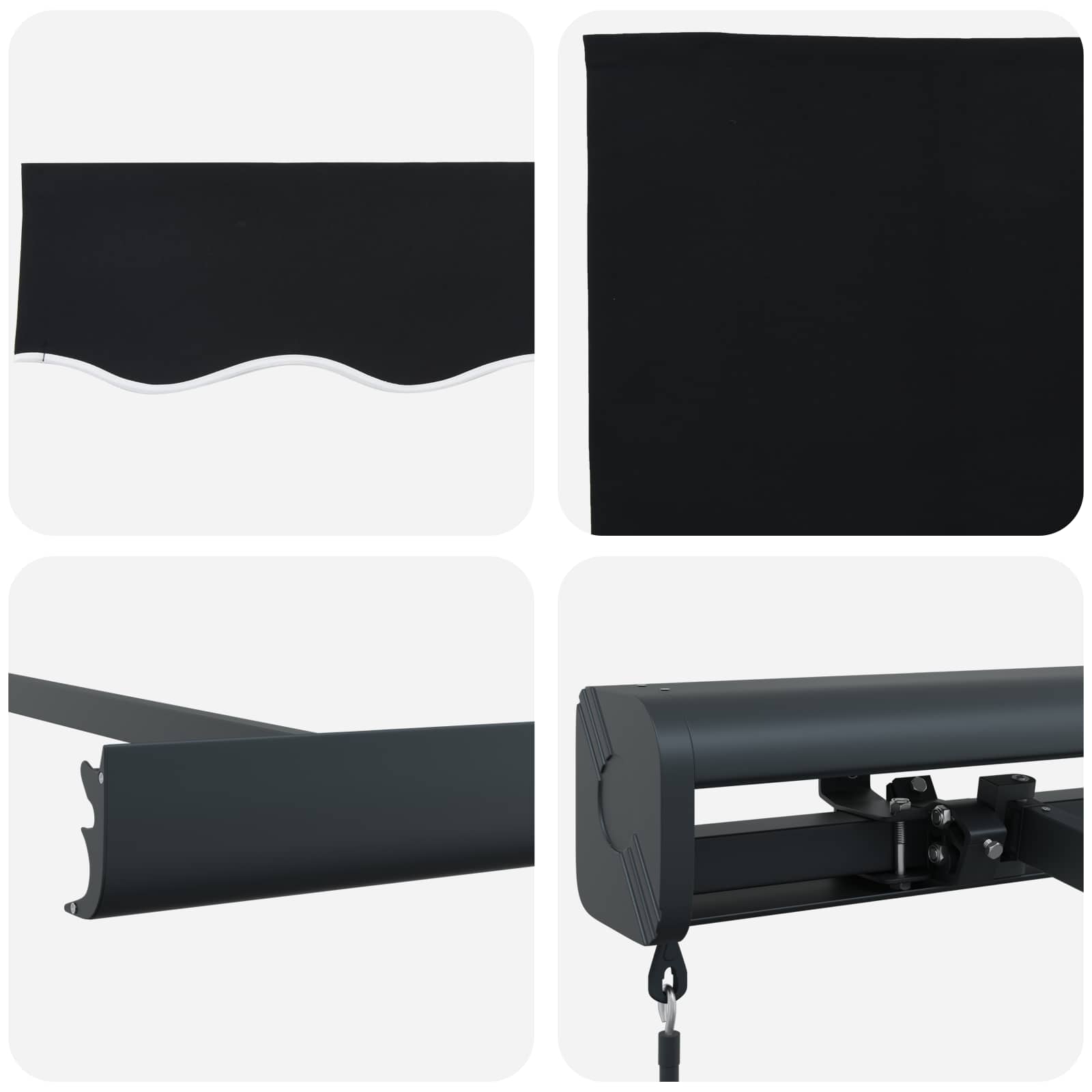 Inklapbaar Zonnescherm Zwart Canvas Zwart (anthraciet frame)
