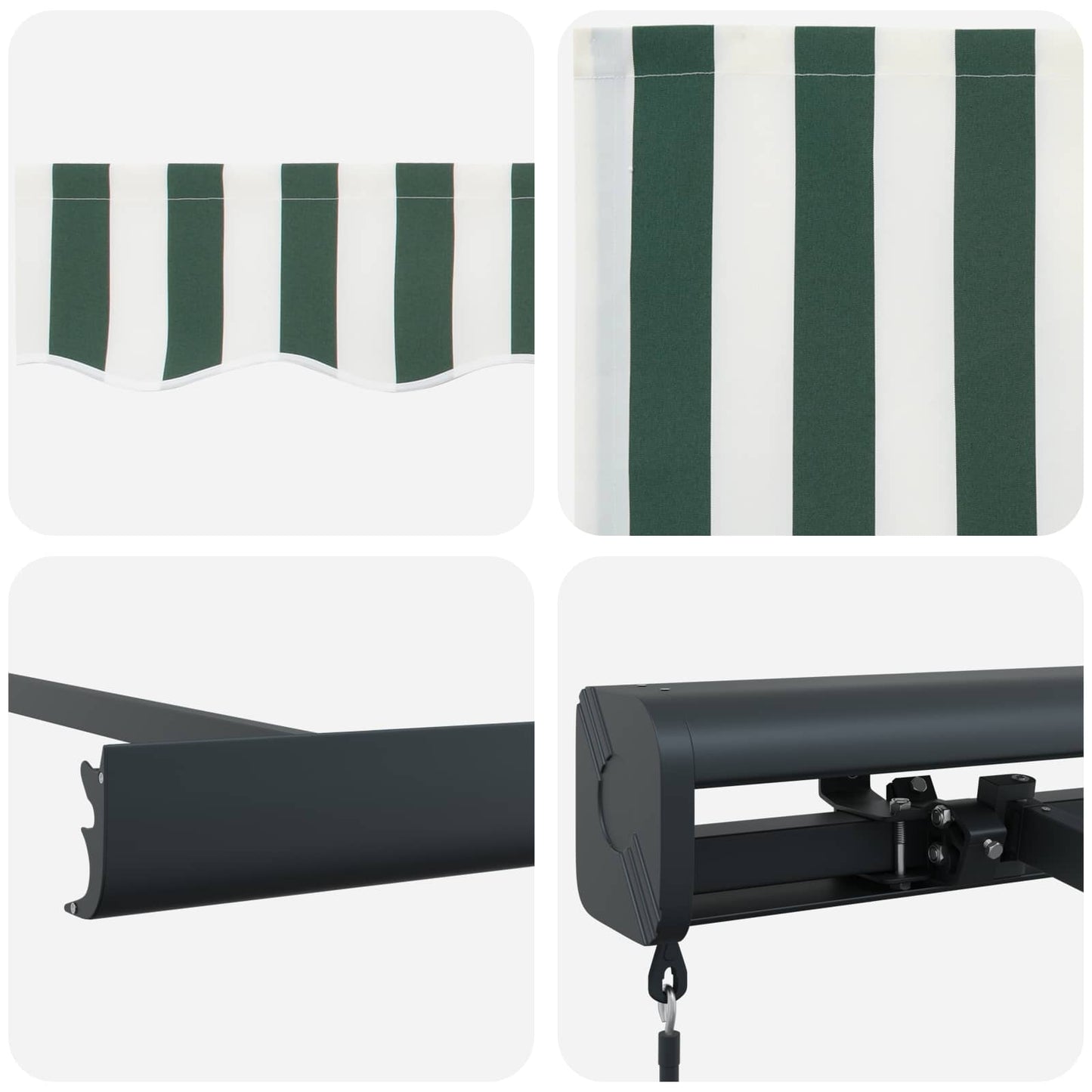 Inklapbaar Zonnescherm Groen en Wit 4 × 3 m Canvas en Aluminium