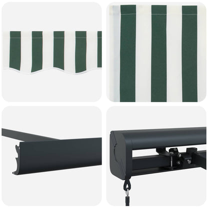 Inklapbaar Zonnescherm Groen en Wit 4 × 3 m Canvas en Aluminium