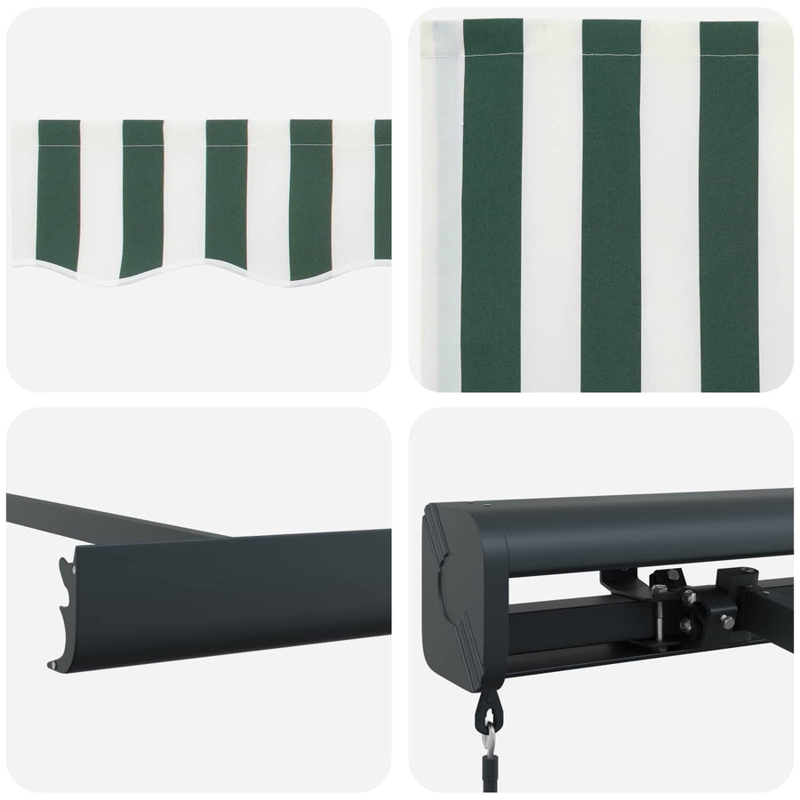 Inklapbaar Zonnescherm Groen en Wit 4 × 3 m Canvas en Aluminium