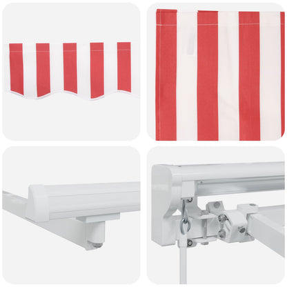 Handmatig uitschuifbare luifel Rood en Wit 4,5 × 3 m