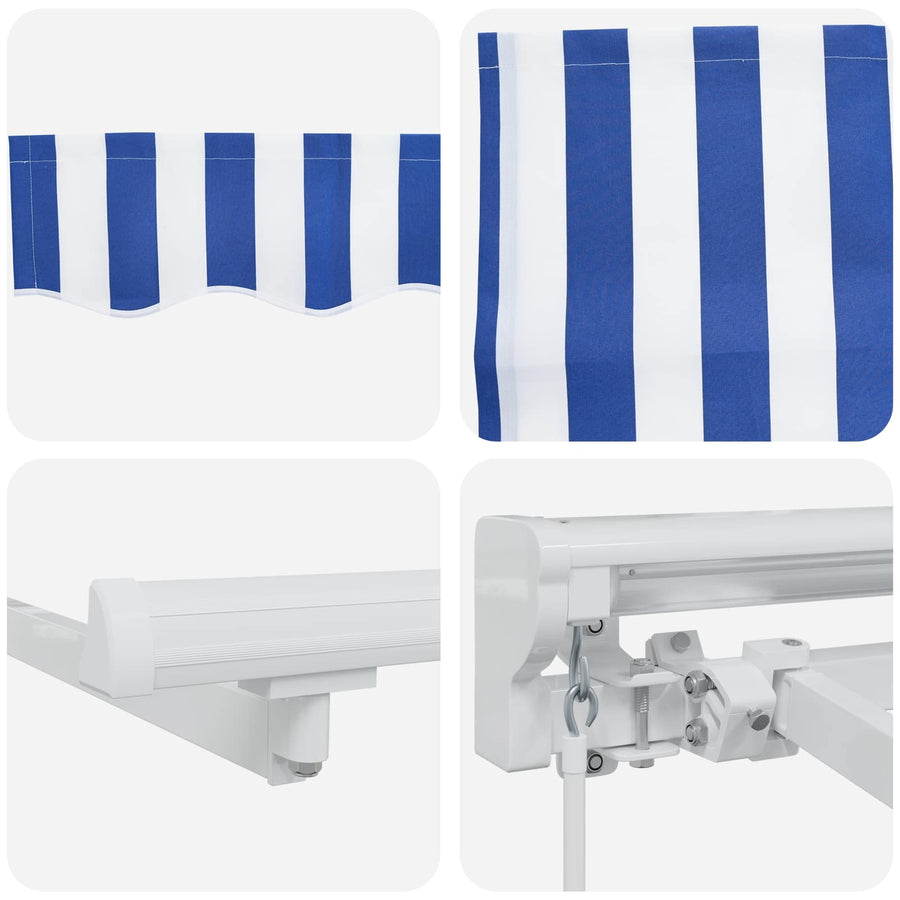 Handmatig uitschuifbare luifel Blauw en Wit 5 × 3,5 m