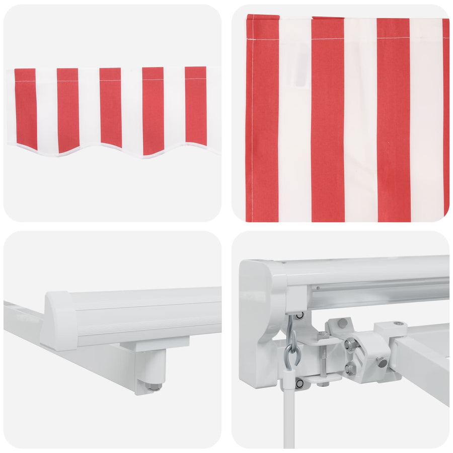 Handmatig uitschuifbare luifel Rood en Wit 5 × 3,5 m