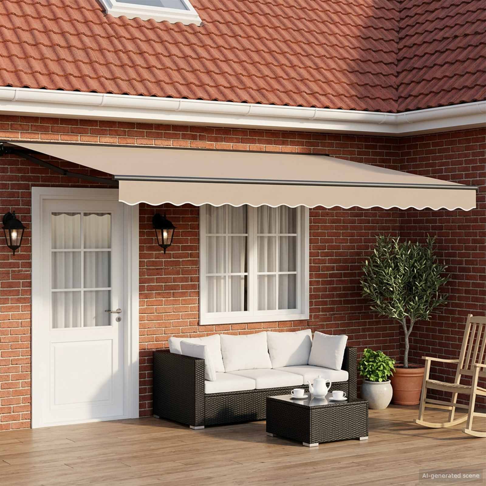 Handmatig uitschuifbare luifel Beige 4 x 2 m