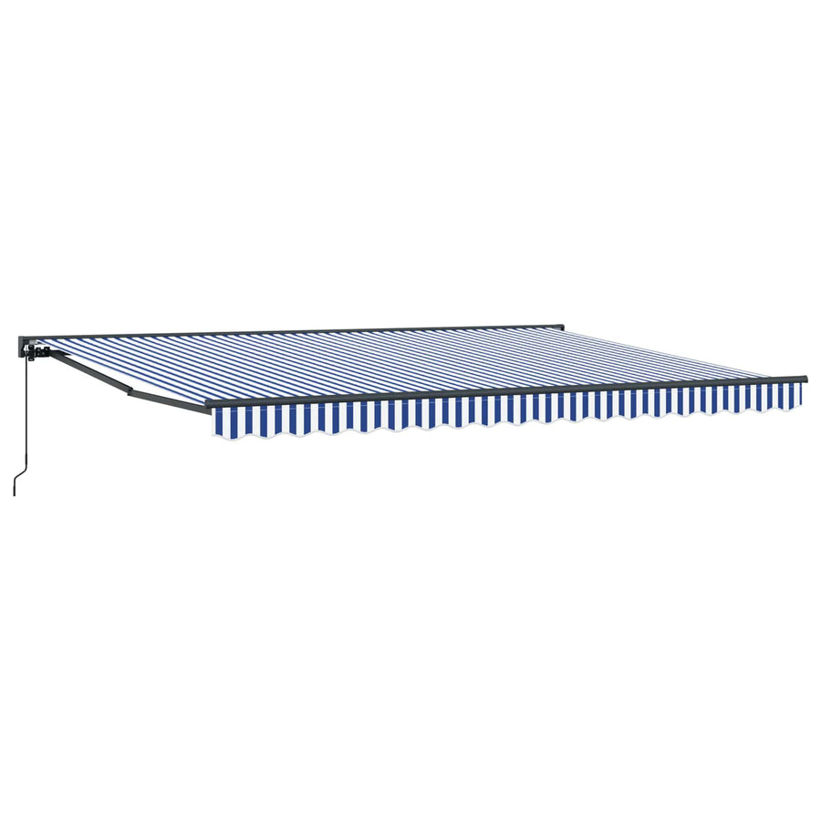 Handmatig uitschuifbare luifel Blauw en Wit 5 × 3,5 m
