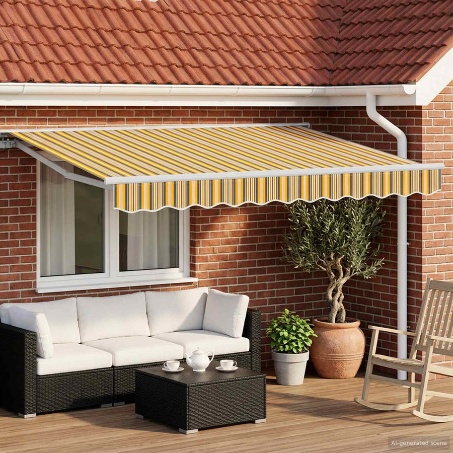 Handmatige Luifelhouder met LED's Geel, Grijs en Wit 2,5 x 2 m
