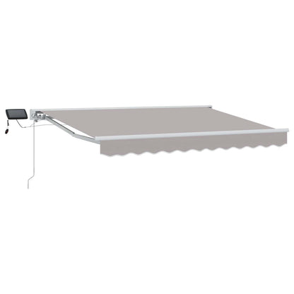 Handmatige Luifelhouder met LED's Lichtgrijs en wit. 2,5 x 2 m