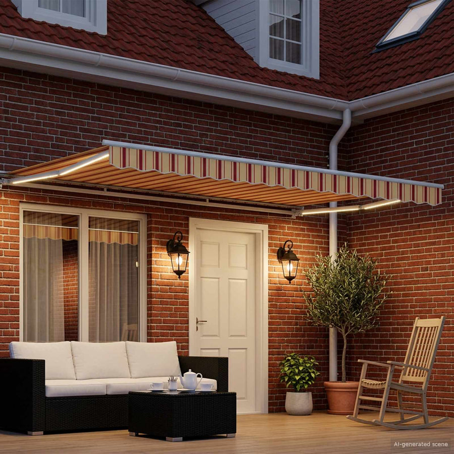 Handmatige Luifelhouder met LED's Geel, Oranje en Wit 4 x 2 m