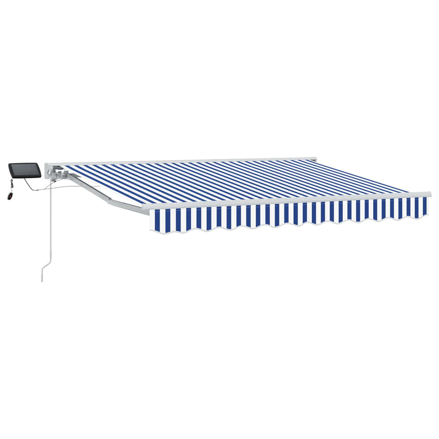Handmatige Luifelhouder met LED's Blauw en Wit 3,5 x 2,5 m