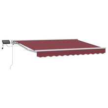 Handmatige Luifelhouder met LED's Bordeauxrood 3,5 x 2,5 m