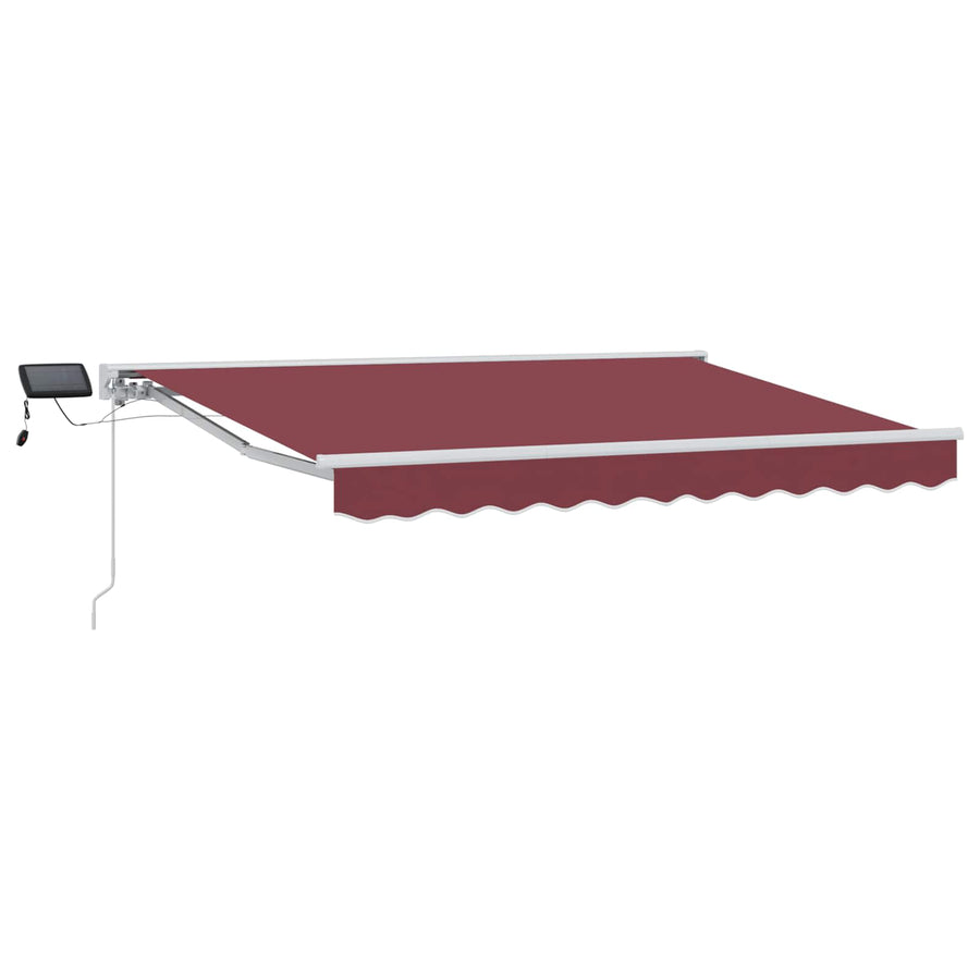 Handmatige Luifelhouder met LED's Bordeauxrood 3,5 x 2,5 m